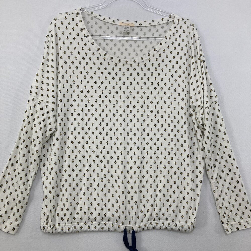 Eberjey‎ size Small White Floral Polka Dot Tie Hem Ultra Soft Comfy Blouse